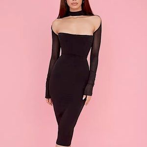 🔥House of CB “Milarose” (Fuller Bust) 🔥 black corset mesh midi dress